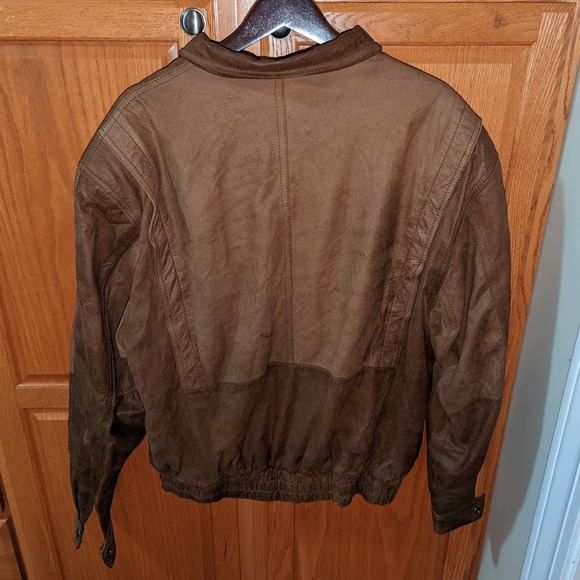 Vintage Countdown to Zero 44 Long Men size L Leather Bomber Jacket Light Brown - Picture 2 of 11